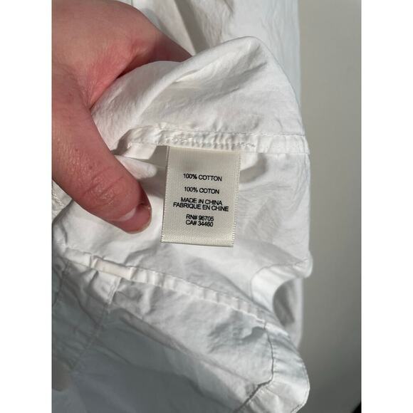 La Vie Rebecca Taylor White Structured Puff Sleeve Button Front Cotton Blouse - Picture 11 of 11